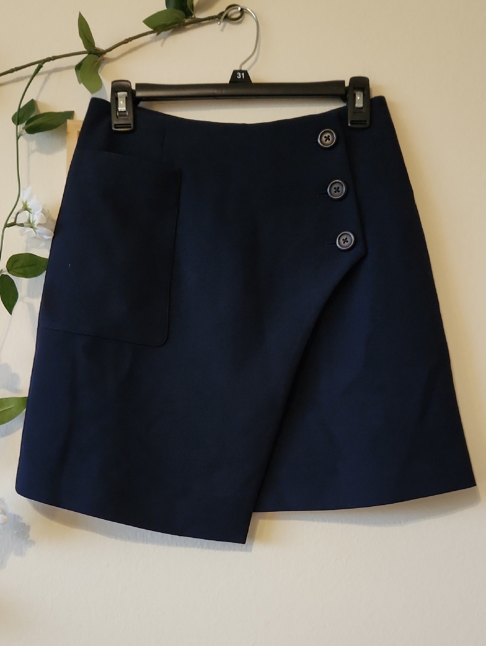 A Loves A - Navy A-Line Wrap Skirt with Button Detail - S